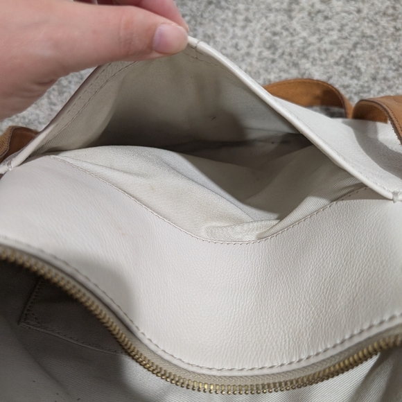 Fossil Corey Cream, Tan & Brown Cross Stitch Large Crossbody Bag - Picture 12 of 13